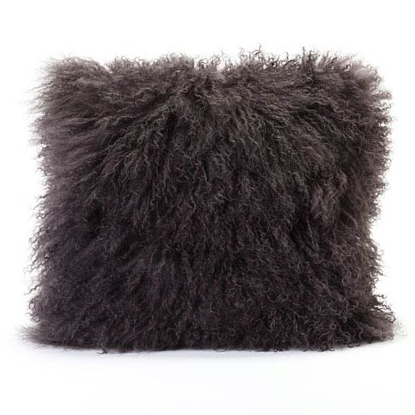 Lamb Fur Grey Square Decorative Pillow, image 1