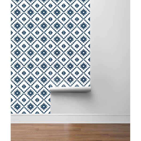 NextWall Blue Southwest Tile Peel and Stick Wallpaper, image 4
