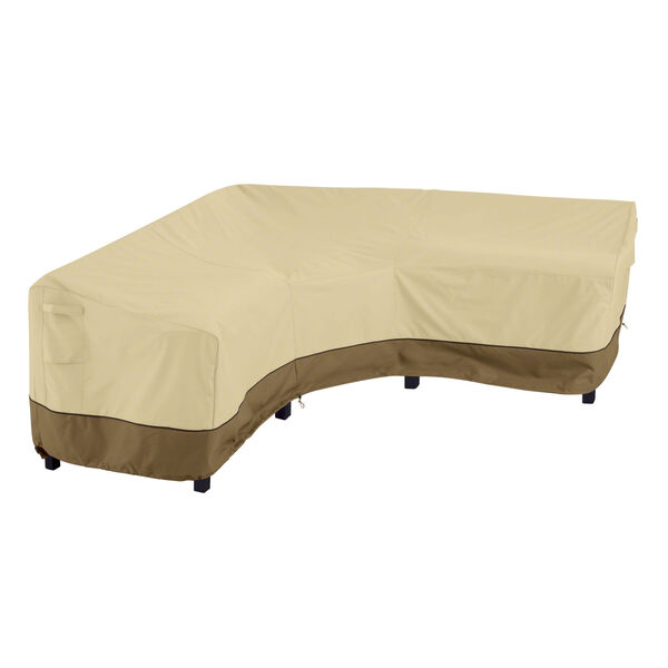 Ash Beige and Brown 70-Inch Patio V-Shaped Sectional Lounge Set Cover, image 1