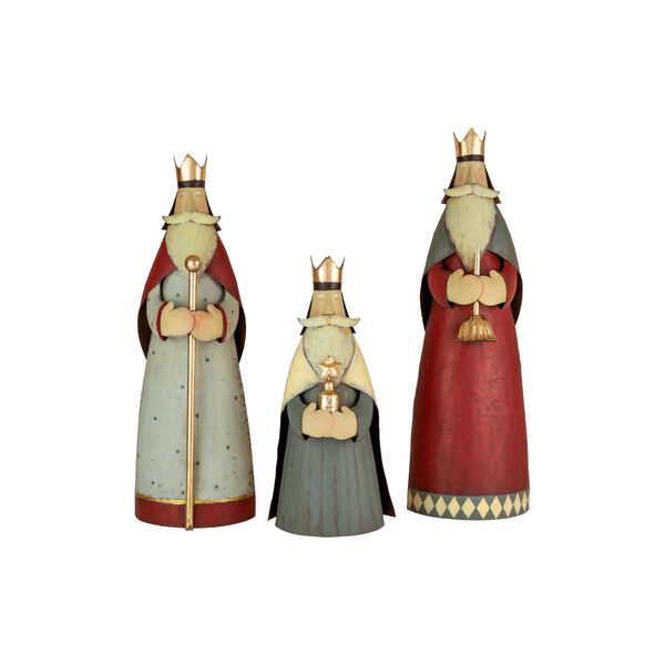 Multicolor Painted Metal Kings, Set of 3, image 2