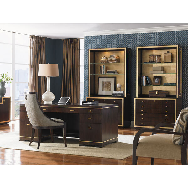 Bel Aire Walnut and Gold Paramount Executive Desk, image 3