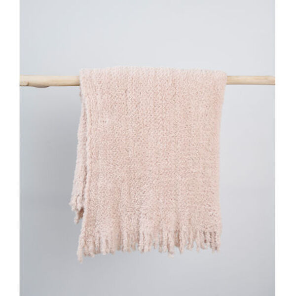 Knit Faux Fur Throw Blanket Pink , image 3