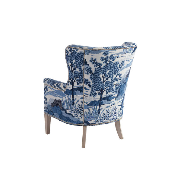 Upholstery Blue and White Avery Wing Chair, image 2
