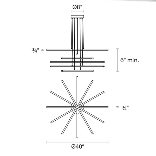 Stix Bright Satin Aluminum Six-Light LED Pendant, image 6