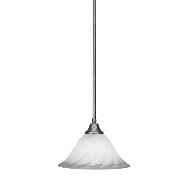 Any Brushed Nickel 14-Inch One-Light Pendant with White Alabaster Swirl Glass, image 1