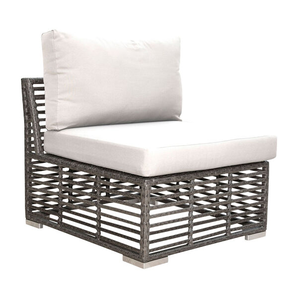 White and Grey Outdoor Modular Armless Chair with Sunbrella Cast Silver cushion, image 1