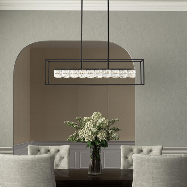 Dazzle Matte Black Integrated LED One-Light Island Chandelier with Crystal, image 7