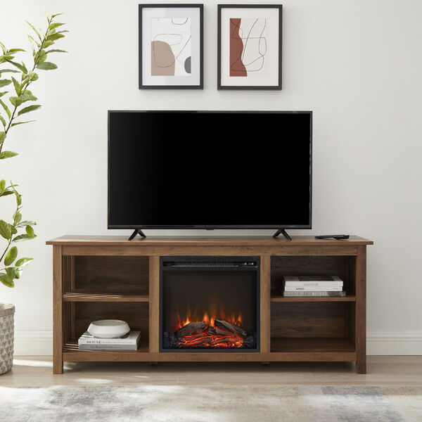 Mission Rustic Oak Fireplace TV Stand, image 3
