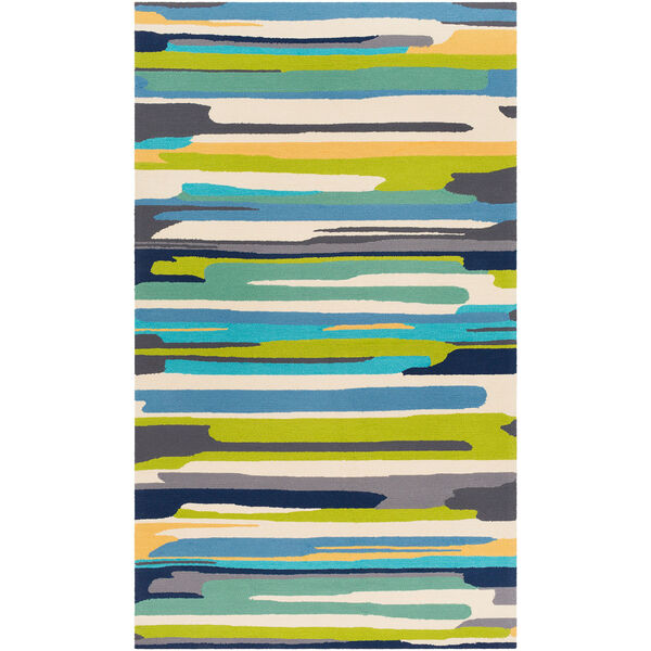 Rain Lime and Blue Indoor/Outdoor Rectangular: 2 Ft. x 3 Ft. Rug, image 1
