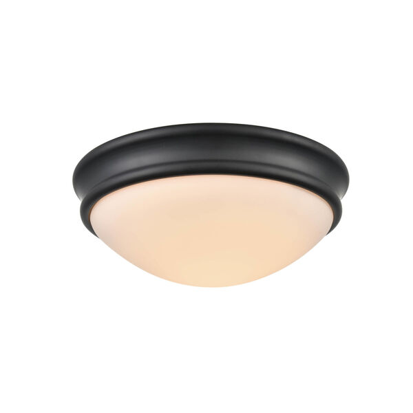 Matte Black One-Light Flush Mount With Etched White Glass, image 3
