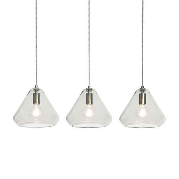 Armitage Satin Nickel Three-Light Linear Pendant with Clear Glass Shade, image 1
