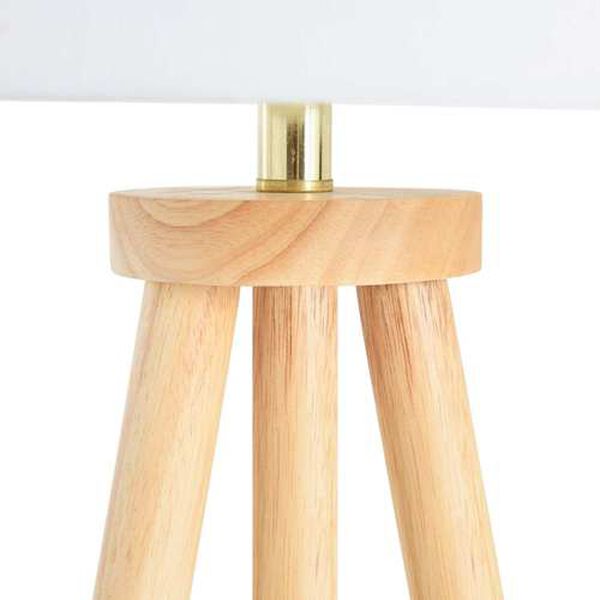 Natural One-Light A-Frame Tripod Rubber Wood Floor Lamp, image 2