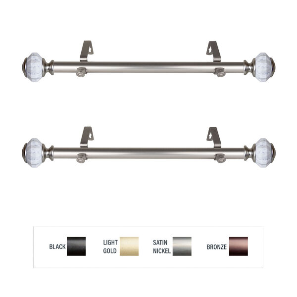 Linden Satin Nickel Side Curtain Rod, Set of Two, image 1
