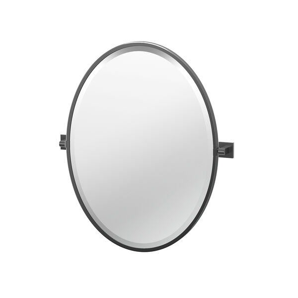 Elevate 27.5-Inch Framed Oval Mirror Matte Black, image 1