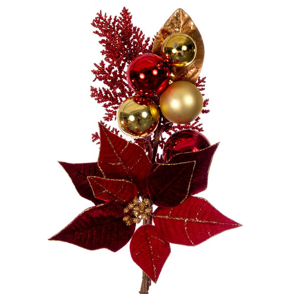 Red 72-Inch Artificial Poinsettia Deco Garland, image 2
