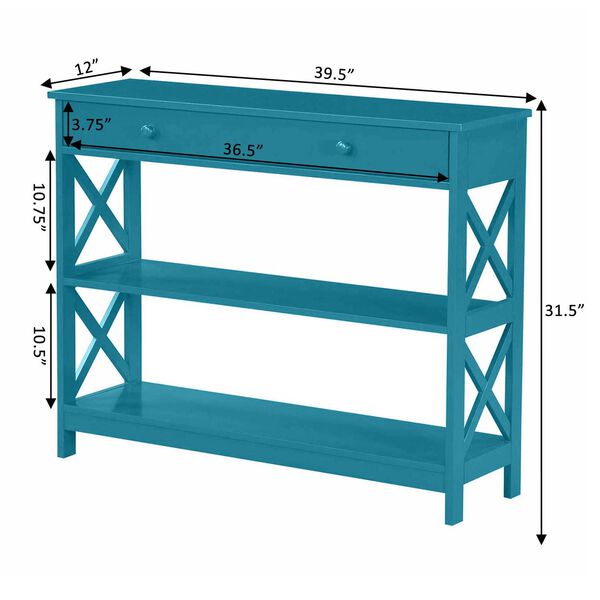 Oxford One Drawer Console Table in Teal Blue, image 3