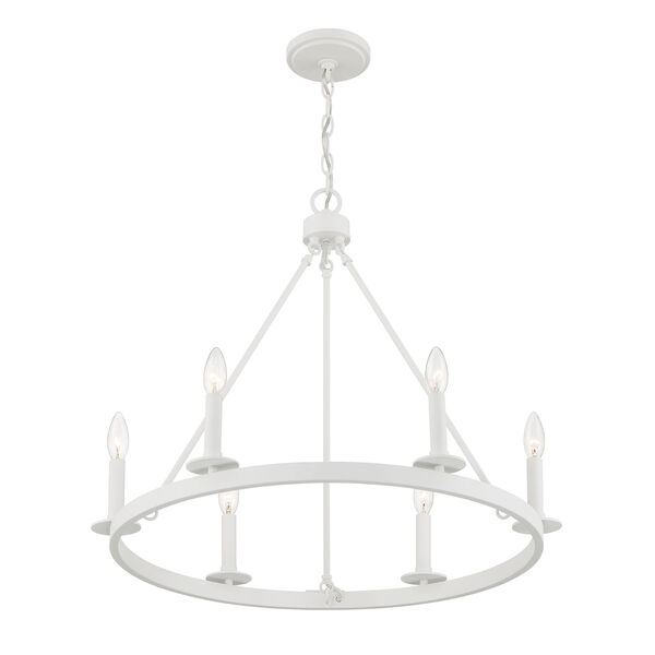 Bisque White Six-Light Chandelier, image 4