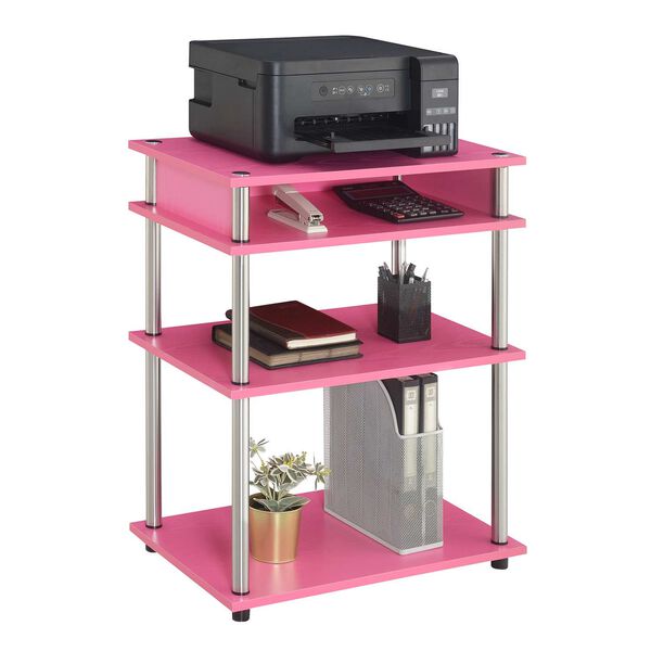 Designs 2 Go Pink Chrome No Tools Printer Stand with Shelves, image 4