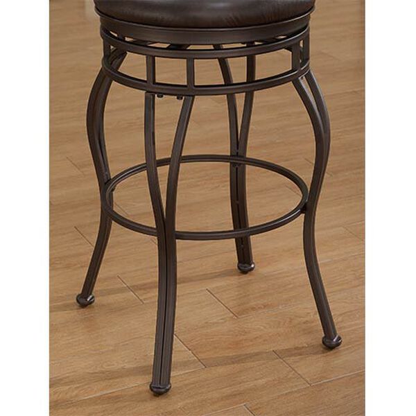 Villa Taupe Grey Backless Counter Stool with Russet Brown Bonded Leather Seat, image 2