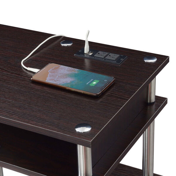 Designs2Go Espresso Office Desk with Charging Station, image 4