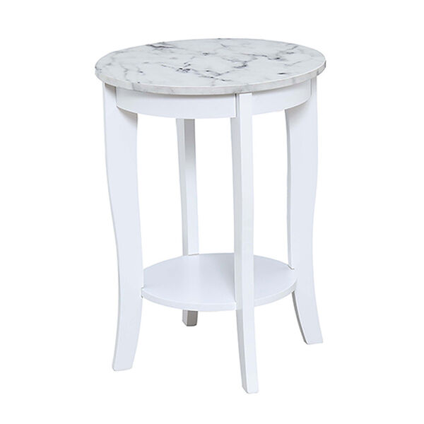 American Heritage White Faux Marble Round End Table, image 6
