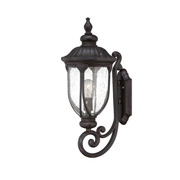 Laurens Black Coral 9-Inch One-Light Outdoor Wall Mount with Clear Seeded Glass, image 1