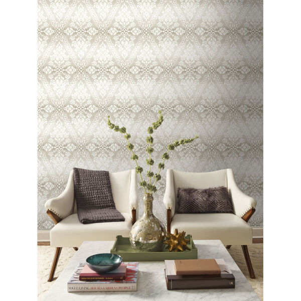 Damask Resource Library Off White 27 In. x 27 Ft. Tudor Diamond Wallpaper, image 2
