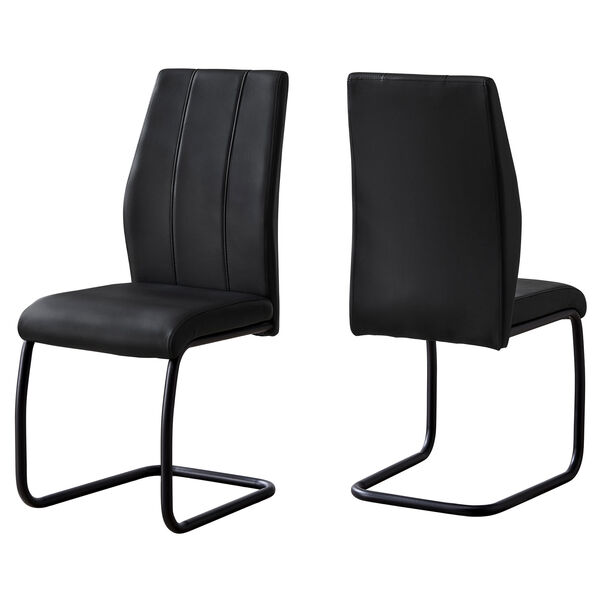 Black 39-Inch Curved Back Dining Chair, 2 Pieces, image 1