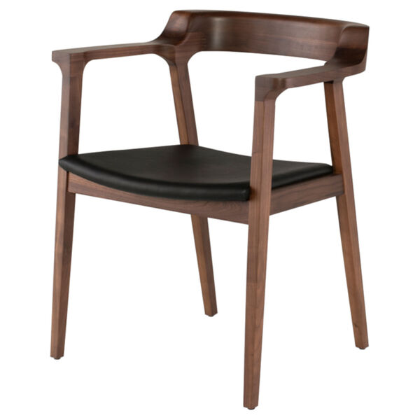 Caitlan Matte Black and Walnut Dining Chair, image 1
