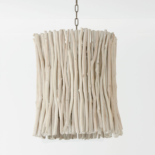 Cara Brushed Pewter Four-Light Pendant Made with Handcrafted Eucalyptus, image 4