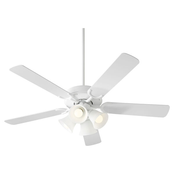 Virtue Studio White Four-Light 52-Inch Ceiling Fan with Satin Opal Glass, image 3