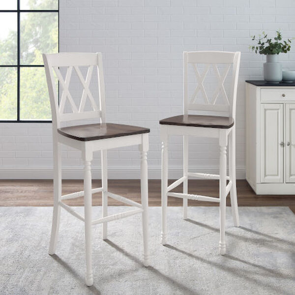 Crosley Furniture Shelby Distressed, Crosley Shelby Bar Stool In Distressed White Set Of 2