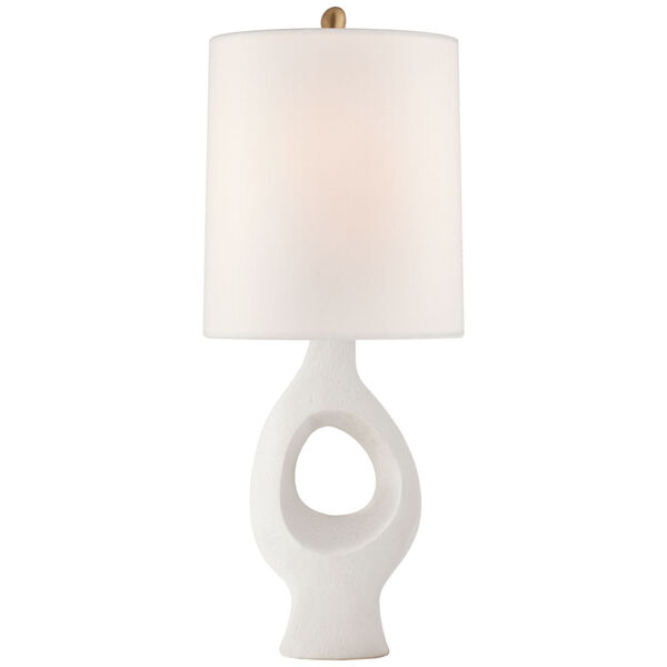 Capra Medium Table Lamp in Marion White with Linen Shade by AERIN, image 1