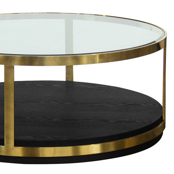 Hattie Black Wood Brushed Gold Coffee Table, image 2