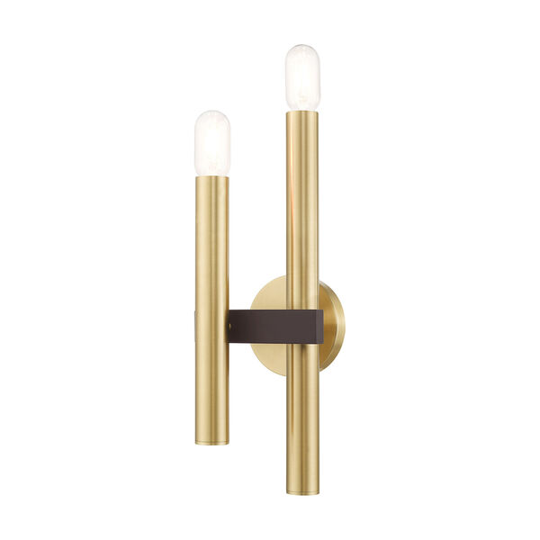 Helsinki Satin Brass and Bronze Two-Light Wall Sconce, image 1