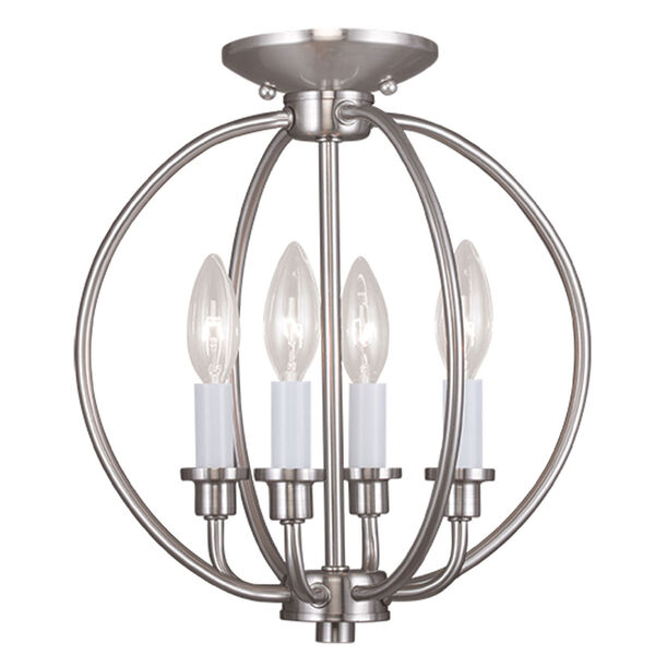 Milania Brushed Nickel Four Light Convertible Chain Hang and Ceiling Mount, image 2