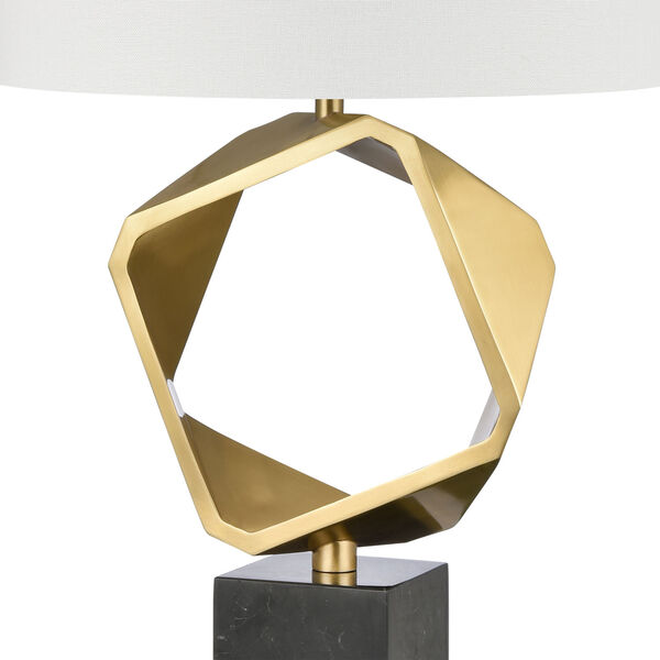 Optical Brass and Black One-Light Table Lamp, image 4