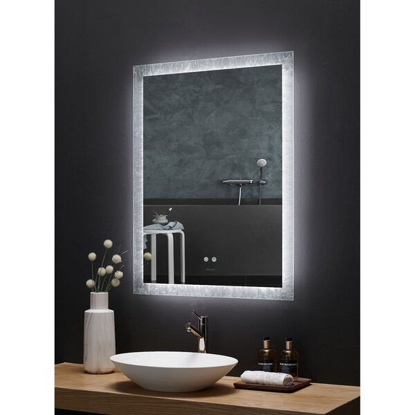 Frysta White 24 x 40 Inch LED Frameless Rectangualar Mirror with Dimmer and Defogger, image 2