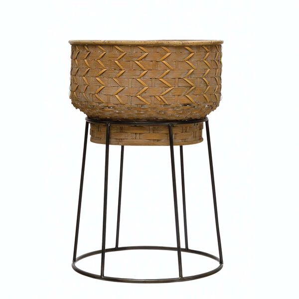 Natural Hand-Woven Rattan 16-Inch Planter, image 1