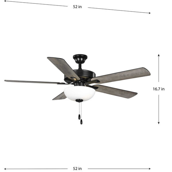 AirPro E-Star Two-Light LED 52-Inch Ceiling Fan with Etched White Glass Light Kit, image 4