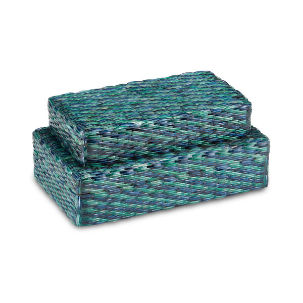 Glimmer Blue and Green Decorative Box, Set of 2, image 1