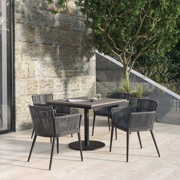 Nette and Travira Gray Black Five-Piece Square Dining Table and Nette Armchairs Set, image 2