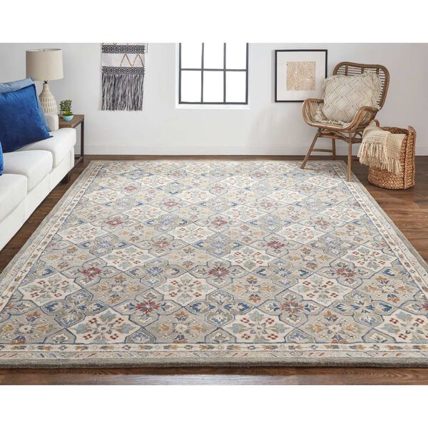 Rylan Taupe Ivory Red Area Rug, image 2