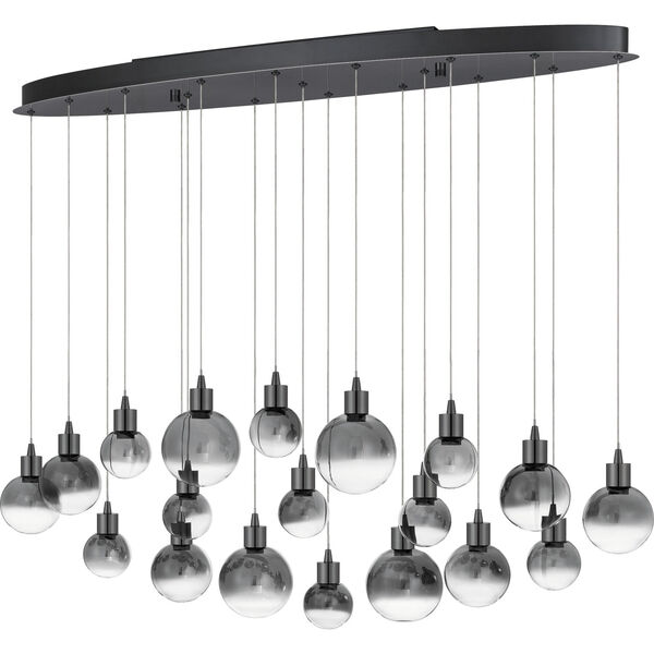Shadow Black Chrome Integrated LED One-Light Island Chandelier with Smoked Glass, image 6