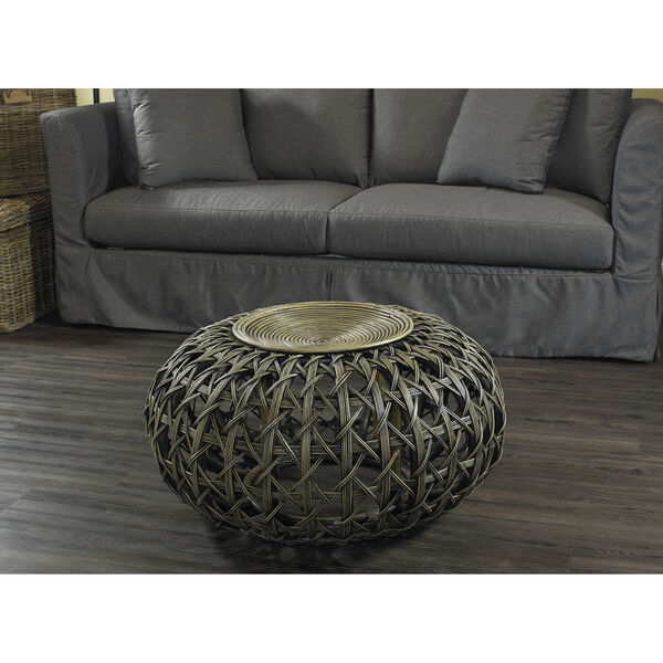 Natural Open Weave Ottoman, image 1