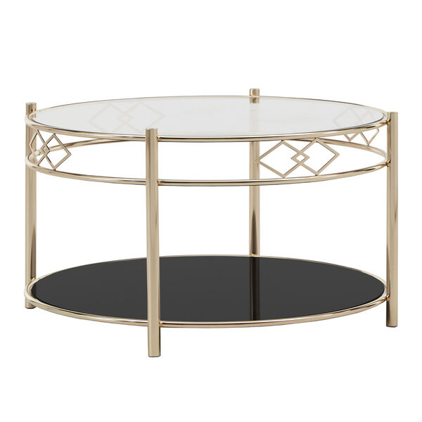 Wallace Gold and Black Tempered Glass Coffee Table, image 1