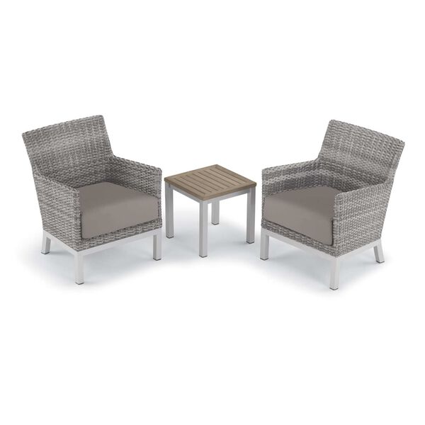Argento and Travira Stone Three-Piece Outdoor Club Chair and End Table Set, image 1