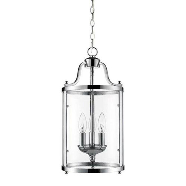Evelyn Chrome Three-Light Mini Pendant with Clear Glass, image 5