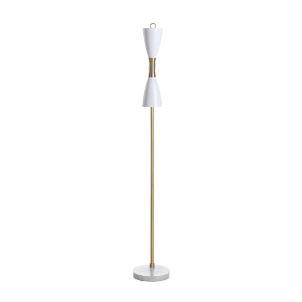 Ada Antique Brass and White Two-Light Floor Lamp, image 2