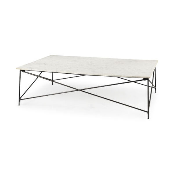 Lorlei I White and Antique Gold X-Shaped Coffee Table, image 1